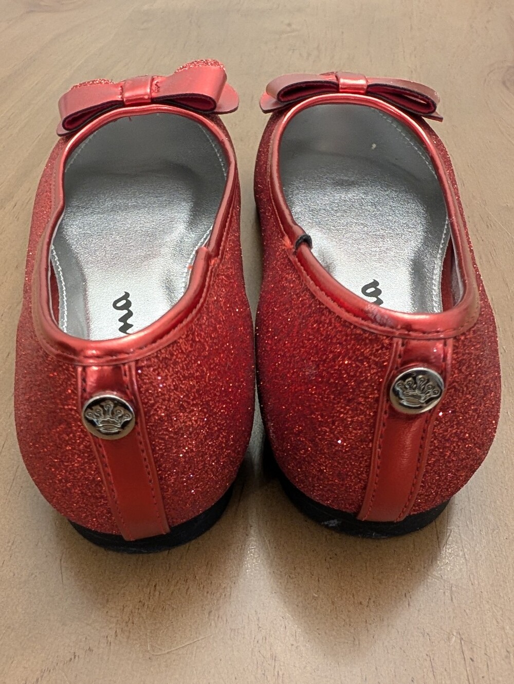Nina Red Glitter Bow Ballerina Flats Little Girl Size 3 NWOT Never Worn - Picture 3 of 5